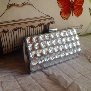 Silver jeweled clutch perfect for prom or formals!
