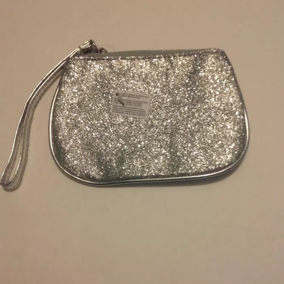 Silver glitter coin purse/ mini clutch