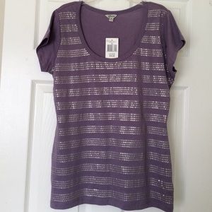 NWT Guess Lavender Sequin Crew Top