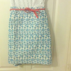 Talbots Turquoise and White Lace Pencil Skirt