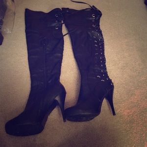 Knee high boots with studs