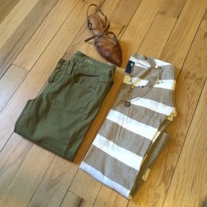 Tan/ivory striped AE sweater