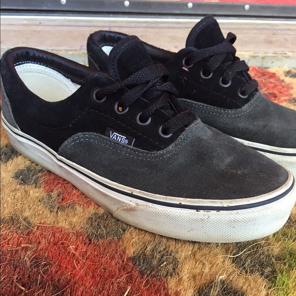 Grey and black vans sneakers