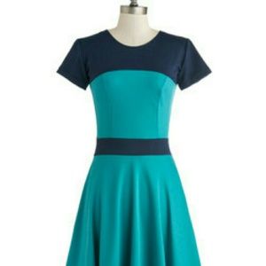 Navy Teal ModCloth Colorblock Small Dress NWOT