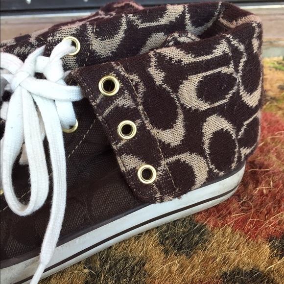 Women's Coach high top brown sneaker
