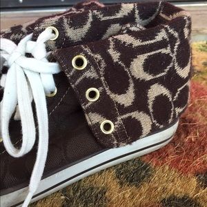 Women's Coach high top brown sneaker