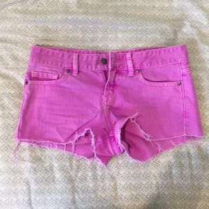 Purple PINK denim shorts