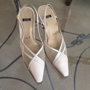 Stewart Weitzman cream leather & mesh heels