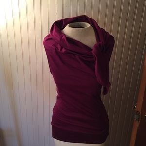 Sleeveless Plum Tieable Neck Top