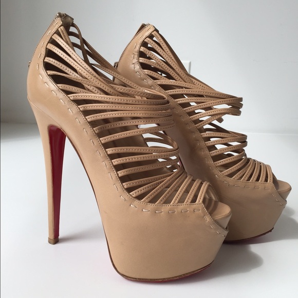 SOLD Christian Louboutin Zoulou Nude Heel Booties - Picture 2 of 4
