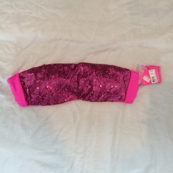 Sequined hot pink bikini top