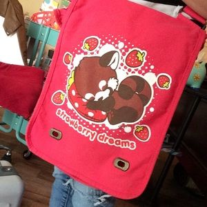 Kawaii Red Panda Strawberry Dreams Messenger Bag