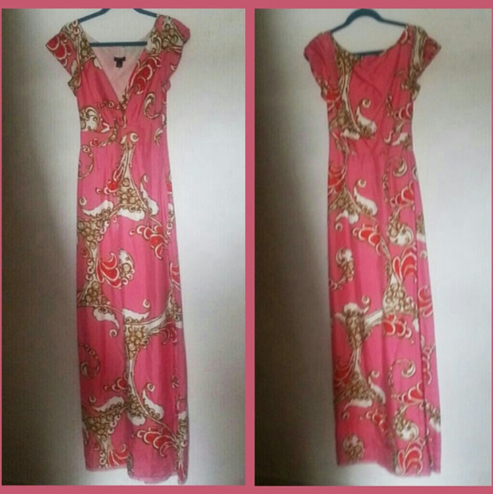 J CREW COLLECTION MULTICLR PRINT LONG SILK DRESS O