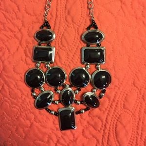 Black and silver bib necklace