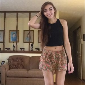 flower print boho shorts