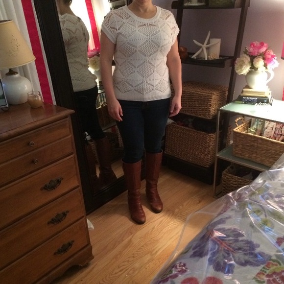 NWT White Short Sleeve Knit Sweater - S - Picture 6 of 6