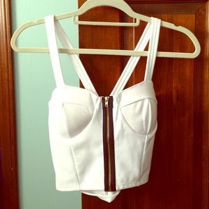 White bustier crop top