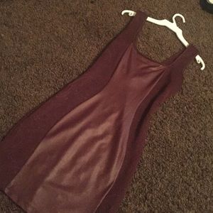 Maroon leather bodycon dress