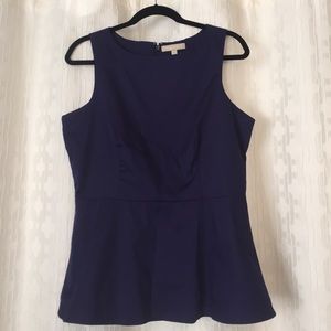 Blue Sateen Peplum Top
