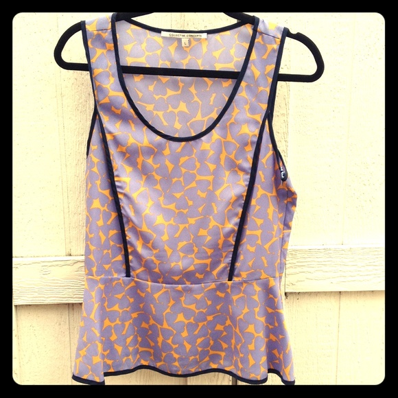 Collective Concepts Tops - Purple, orange and navy peplum sleeveless