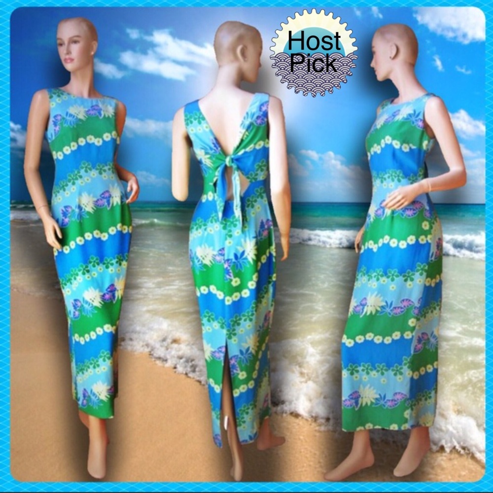 MAGGY LONDON Floral Turquoise Blue long Silk dress