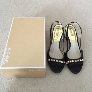 Michael Kors black leather slingback heels