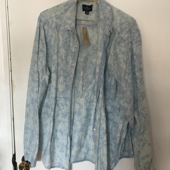 Soft, acid wash denim button up