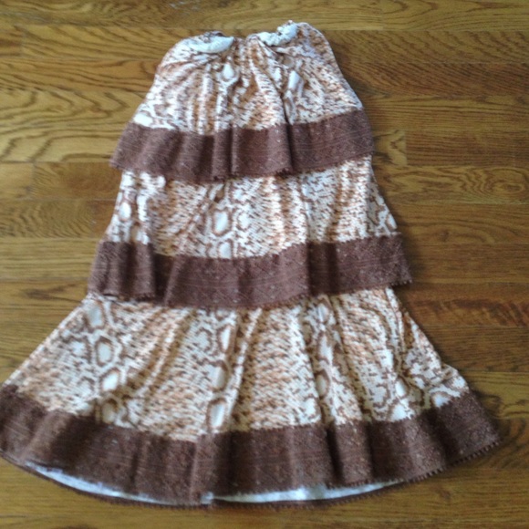 Judith March 3 layer Brown strapless dress.