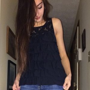 Frilly lace tank top