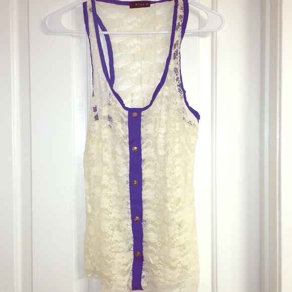 Lace top with blue trim