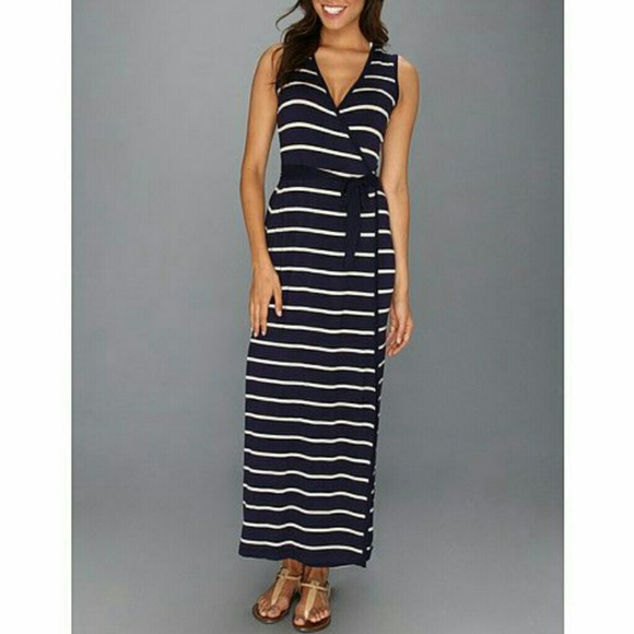 Calvin klein striped maxi wrap dress