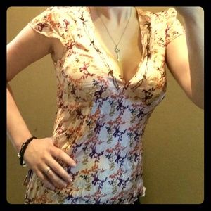 🛍💲Calvin Klein Womens M Floral Cap Sleeved Top