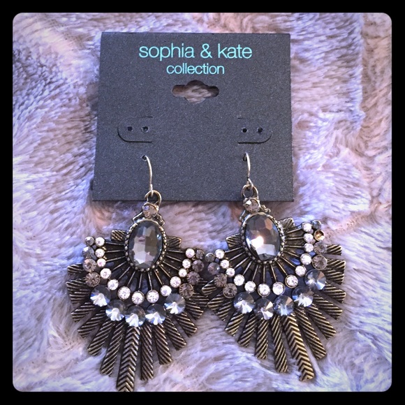 Smokey Grey and White Crystal Chandelier Earrings