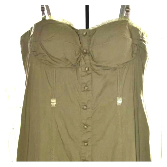 Max Rave Army Green Spaghetti Strap Dress szL EUC