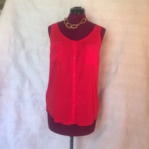 Red button up tank