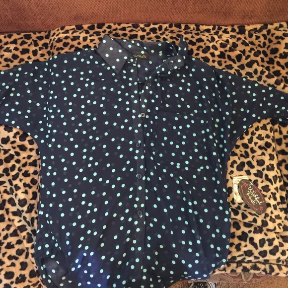 Navy & Turquoise Sheer Quarter Sleeve