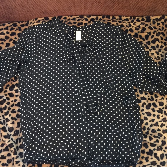 Sheer Black & White Polka Dot Long Sleeve
