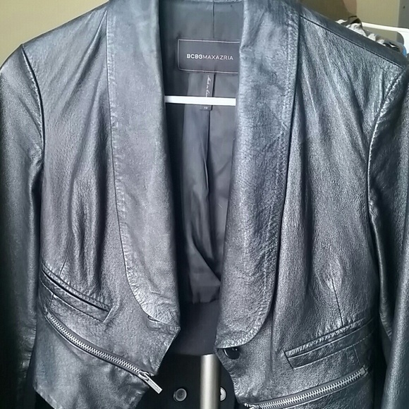 BCBGMAXAZRIA Cropped Leather Jacket