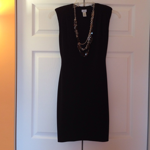 Black sheath dress with necklace