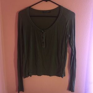 Olive green Brandy Long sleeve and white top