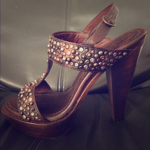 FRYE "Joy" Vintage Slingbacks  Dark Brown Leather