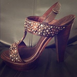 FRYE "Joy" Vintage Slingbacks  Dark Brown Leather