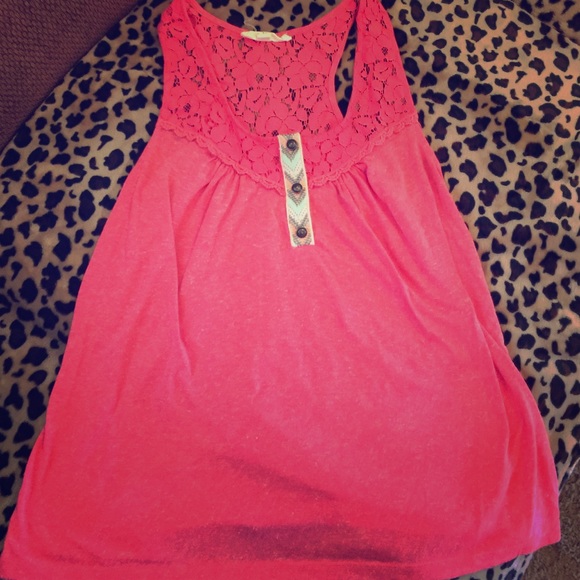 Lace Razor Back Cherry Pink Tank