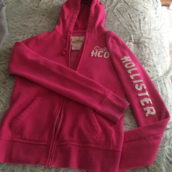 Pink hollister zip up hoodie