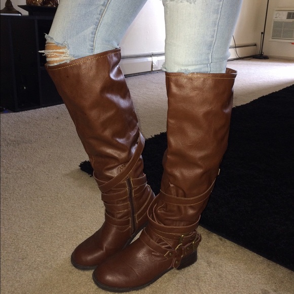 Knee length boots , worn once