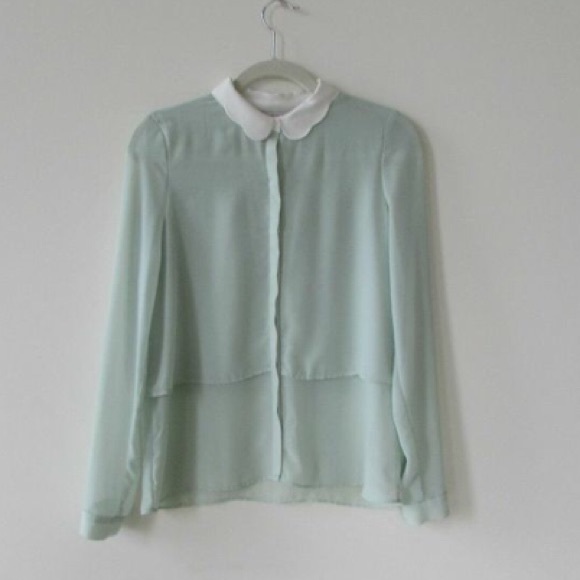 Zara sheer button up blouse