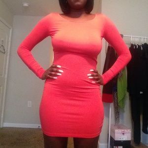 Peach long sleeve mini dress