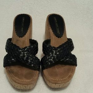 Black strap wedges size 9