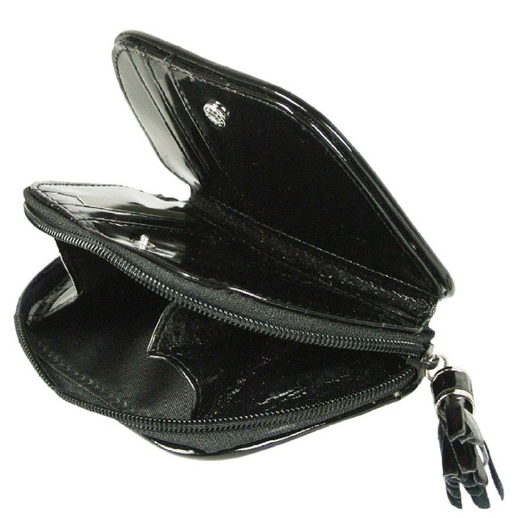 NWT $48 KENNETH COLE REACTION Embroidered Logo Mini Wallet Tassel Zip BLACK - Picture 3 of 6