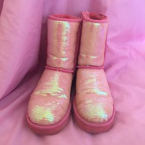 Genuine classic short sparkle pink Ugg boots